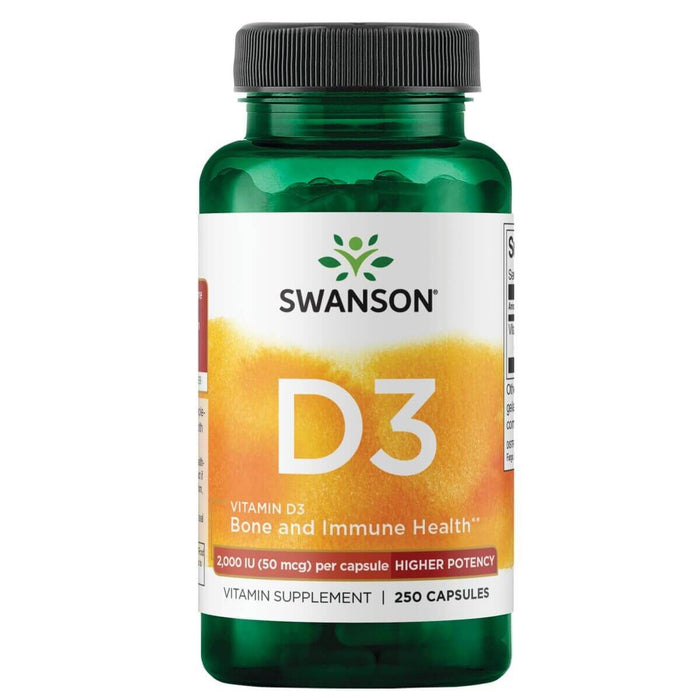 Swanson Vitamin D3 Higher Potency 2,000 IU (50 mcg) 250 Capsules - Vitamins & Minerals at MySupplementShop by Swanson