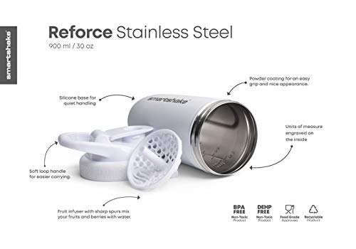 SmartShake Reforce Steel Shaker 900ml White - Accessories at MySupplementShop by SmartShake