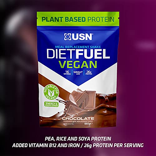 USN Diet Fuel Vegan Strawberry 880g: Dairy Free Vegan Meal Replacement Shake & Vegan Protein Powders - Sports Nutrition at MySupplementShop by USN