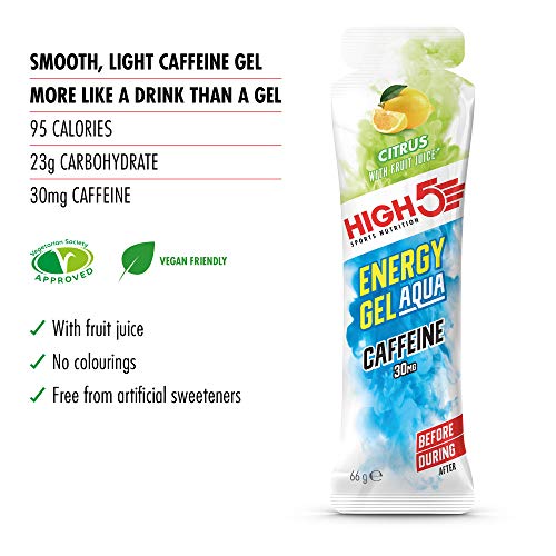 High 5 Energy Gel Aqua Citrus Caffeine 20 x 66g - Sports Nutrition at MySupplementShop by High 5