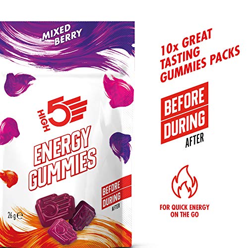 HIGH5 Energy Gummies Pocket Sized Quick Release Energy On The Go (Mixed Berry) (10 x 26g Packs) - Sports Nutrition at MySupplementShop by HIGH5