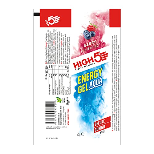 HIGH5 Energy Gel Aqua Liquid Quick Release Energy On The Go From Natural Fruit Juice (Berry 20 x 66g) - Sports Nutrition at MySupplementShop by HIGH5