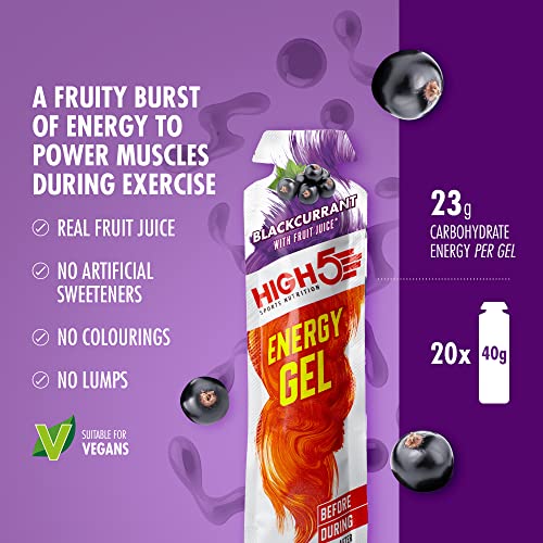 HIGH5 Energy Gel 20 x 40g Blackcurrant - Sports Nutrition at MySupplementShop by HIGH5