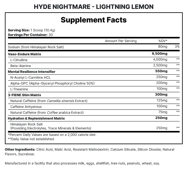 ProSupps Hyde Nightmare 312g Lightning Lemon - Health Foods at MySupplementShop by ProSupps Hyde