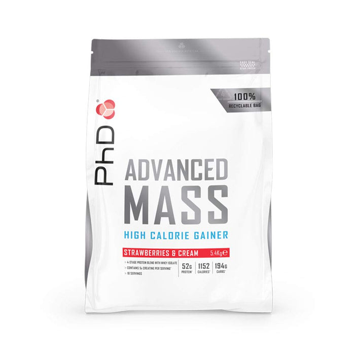 PhD Advanced Mass, Strawberries & Cream - 5400 grams - Weight Gainers & Carbs at MySupplementShop by PhD