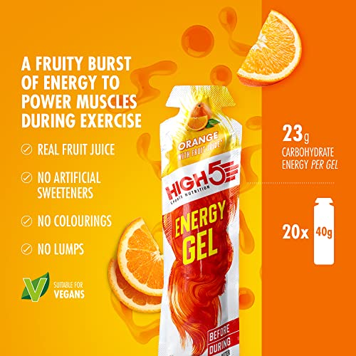 HIGH5 Energy Gel Quick Release Energy On The Go From Natural Fruit Juice (Orange 20 x 40g) - Sports Nutrition at MySupplementShop by High5