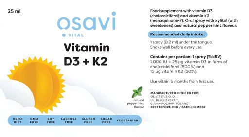 Osavi Vitamin D3 + K2 Oral Spray, Peppermint - 25 ml. - Vitamin D at MySupplementShop by Osavi