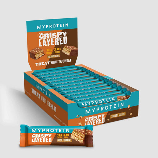 MyProtein Crispy Layered Protein Bar 12x58g Chocolate Caramel - Sports Supplements at MySupplementShop by MyProtein