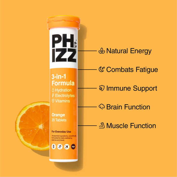 Phizz 2-in-1 Multivitamin & Rehydration Electrolyte Effervescent 12x20Tabs Orange - Health Foods at MySupplementShop by Phizz