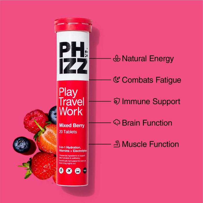 Phizz 2-in-1 Multivitamin & Rehydration Electrolyte Effervescent 12x20 Tabs Mixed Berry - Combination Multivitamins & Minerals at MySupplementShop by Phizz