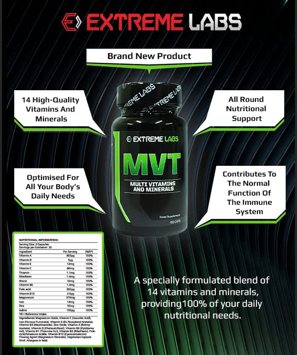 Extreme Labs MVT 60 Caps - Combination Multivitamins & Minerals at MySupplementShop by Extreme Labs