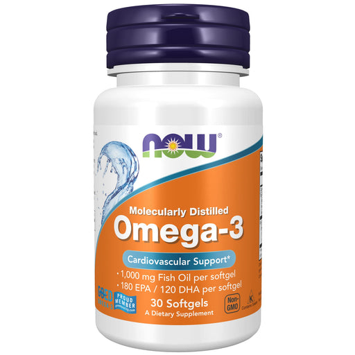 NOW Foods Omega-3 Molecularly Distilled - 30 softgels - Health and Wellbeing at MySupplementShop by NOW Foods