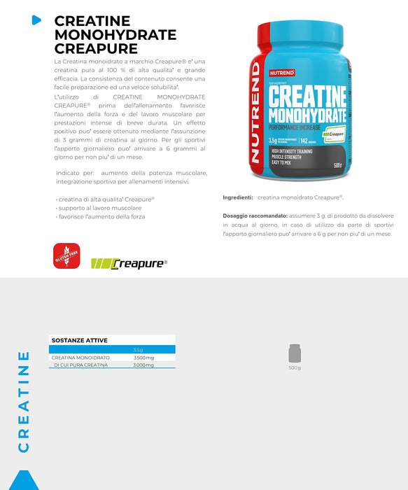 Nutrend Creatine Monohydrate Creapure 500g - Creatine Powder at MySupplementShop by Nutrend