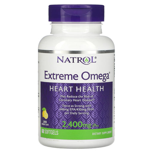 Natrol Extreme Omega, 2400mg (Lemon) - 60 softgels - Health and Wellbeing at MySupplementShop by Natrol