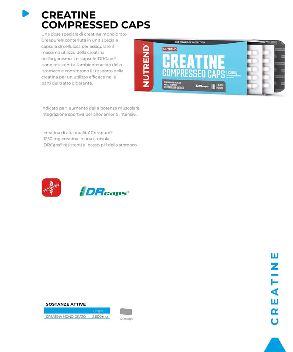 Nutrend Creatine Compressed Capsules 120 Capsules - Creatine Capsules at MySupplementShop by Nutrend