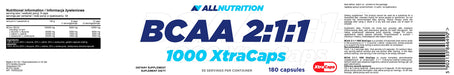 Allnutrition BCAA 2:1:1 1000 Xtra Caps - 180 caps - Vitamins, Minerals & Supplements at MySupplementShop by Allnutrition