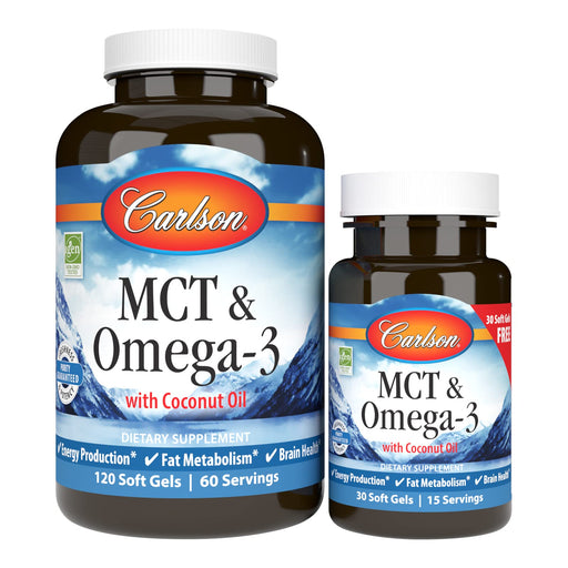 Carlson Labs MCT & Omega-3 - 120 + 30 softgels - Omegas, EFAs, CLA, Oils at MySupplementShop by Carlson Labs