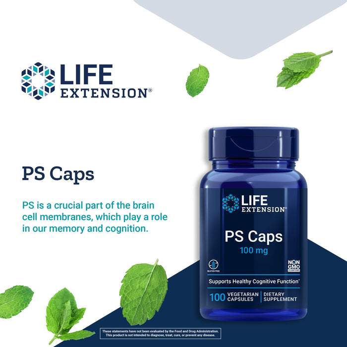 Life Extension PS Caps, 100mg - 100 vcaps - Health and Wellbeing at MySupplementShop by Life Extension