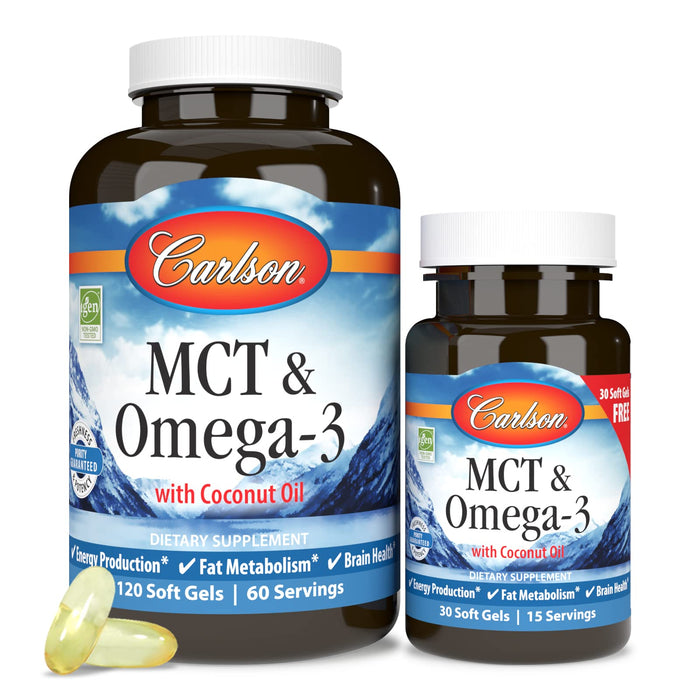 Carlson Labs MCT & Omega-3 - 120 + 30 softgels - Omegas, EFAs, CLA, Oils at MySupplementShop by Carlson Labs