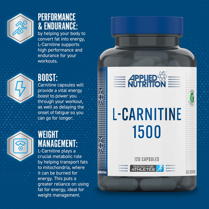 Applied Nutrition LCarnitine 1500mg  120 caps - Slimming and Weight Management at MySupplementShop by Applied Nutrition