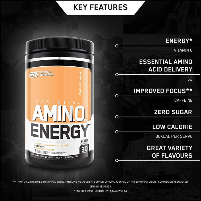 Optimum Nutrition Amino Energy Pre Workout Powder Keto Friendly with Beta Alanine Caffeine Amino Acids and Vitamin C 30 Servings 270g - Amino Acids and BCAAs at MySupplementShop by Optimum Nutrition