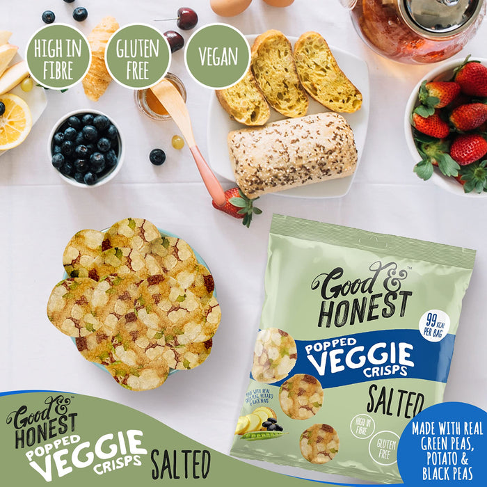 Good & Honest Popped Veggie Pea Crisps 24x23g Salted - Multipack at MySupplementShop by Good & Honest