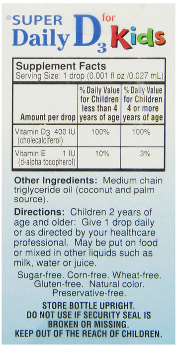 Carlson Labs Kid's Super Daily D3, 400 IU - 10 ml. - Vitamins & Minerals at MySupplementShop by Carlson Labs