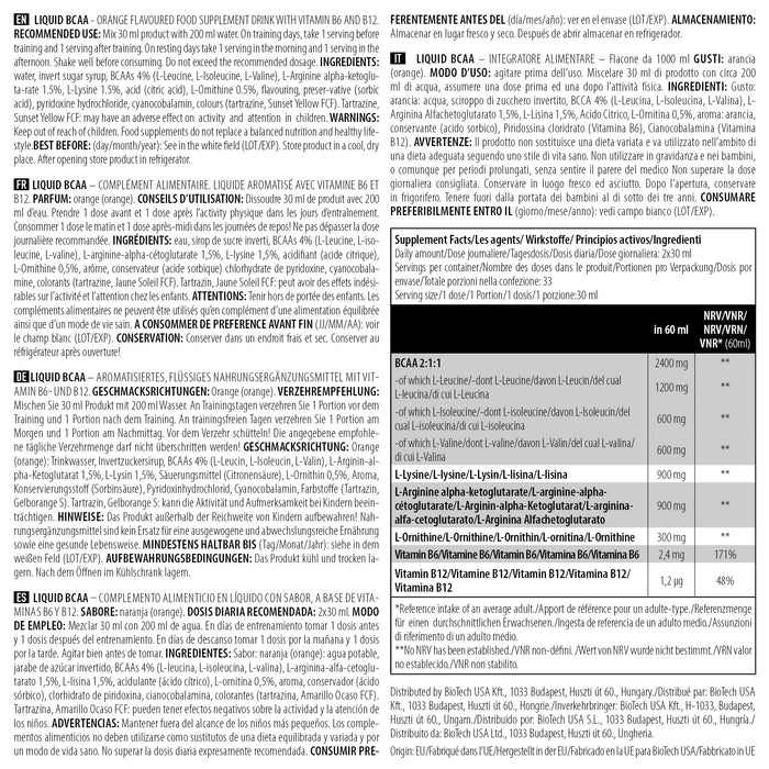 BioTechUSA Liquid BCAA, Orange - 1000 ml. - Amino Acids and BCAAs at MySupplementShop by BioTechUSA