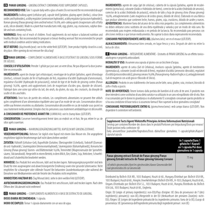 BioTechUSA Panax Ginseng - 60 caps - Sports Supplements at MySupplementShop by BioTechUSA