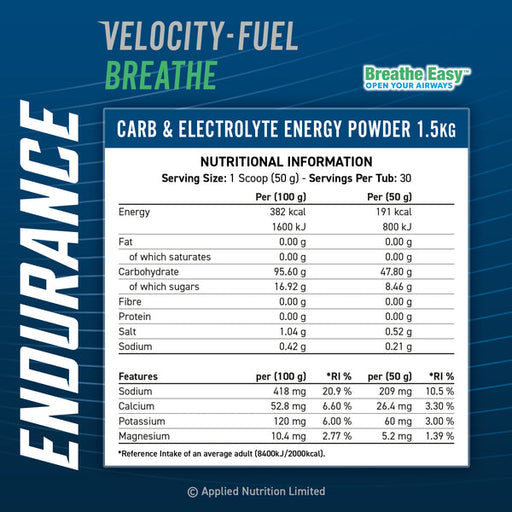 Applied Nutrition Endurance Carb & Electrolyte Energy (Breathe) 1.5kg Orange Burst - Endurance at MySupplementShop by Applied Nutrition