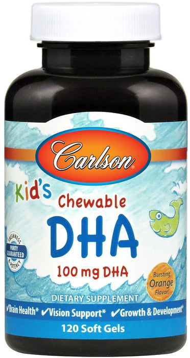 Carlson Labs Kid's Chewable DHA, 100mg Orange - 120 softgels - Health and Wellbeing at MySupplementShop by Carlson Labs