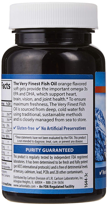 Carlson Labs The Very Finest Fish Oil - 700mg Omega-3s, Natural Orange - 120 + 30 softgels - Fish Oils at MySupplementShop by Carlson Labs