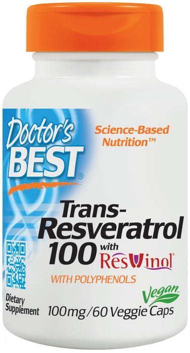 Doctor's Best Trans-Resveratrol with ResVinol-25, 100mg - 60 vcaps - Health and Wellbeing at MySupplementShop by Doctor's Best