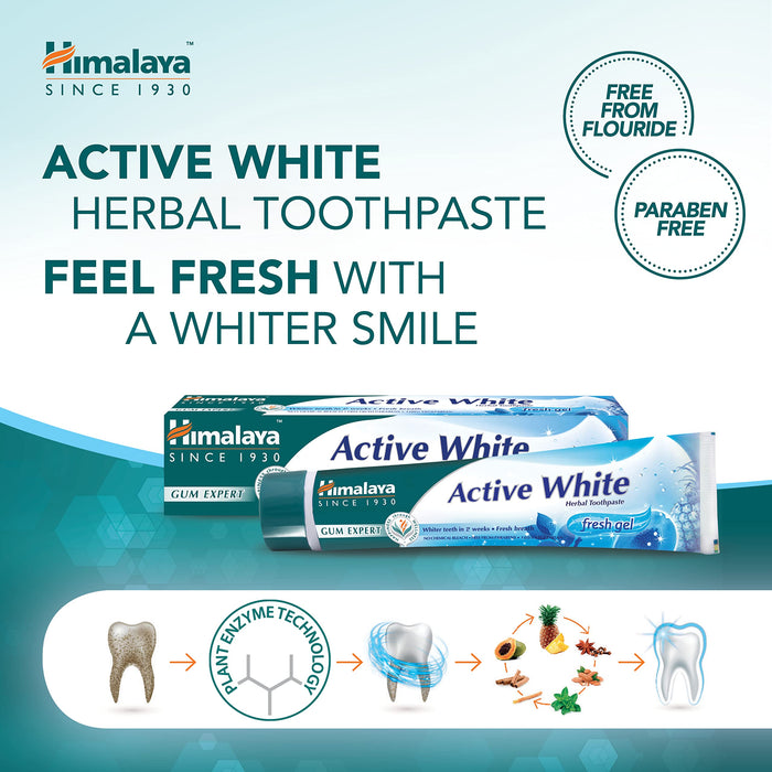 Himalaya Active White Herbal Toothpaste - Fresh Gel - 75 ml. - Sports Supplements at MySupplementShop by Himalaya