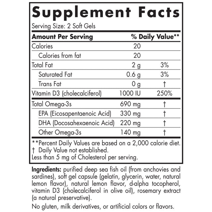 Nordic Naturals Omega-3D, 690mg Lemon - 120 softgels - Health and Wellbeing at MySupplementShop by Nordic Naturals