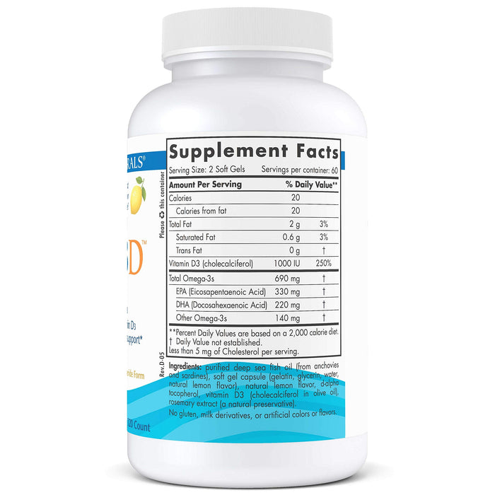 Nordic Naturals Omega-3D, 690mg Lemon - 120 softgels - Health and Wellbeing at MySupplementShop by Nordic Naturals