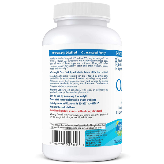 Nordic Naturals Omega-3D, 690mg Lemon - 120 softgels - Health and Wellbeing at MySupplementShop by Nordic Naturals