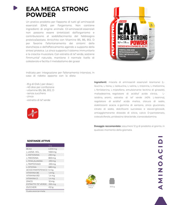 Nutrend EAA Mega Strong Powder, Orange + Apple - 300 grams - Amino Acids and BCAAs at MySupplementShop by Nutrend
