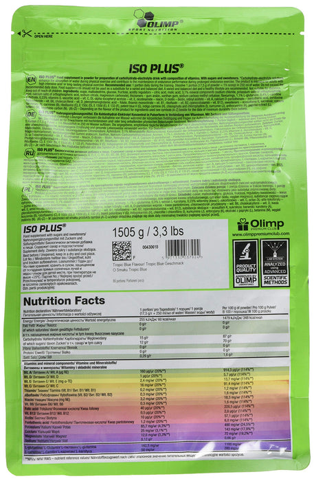 Olimp Nutrition Iso Plus, Tropic Blue - 1505 grams - Pre & Post Workout at MySupplementShop by Olimp Nutrition