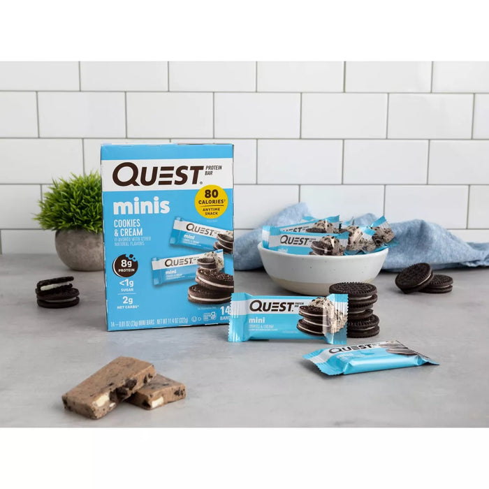 Quest Nutrition Mini Protein Bar 8x32g Cookies & Cream - Health Foods at MySupplementShop by Quest Nutrition