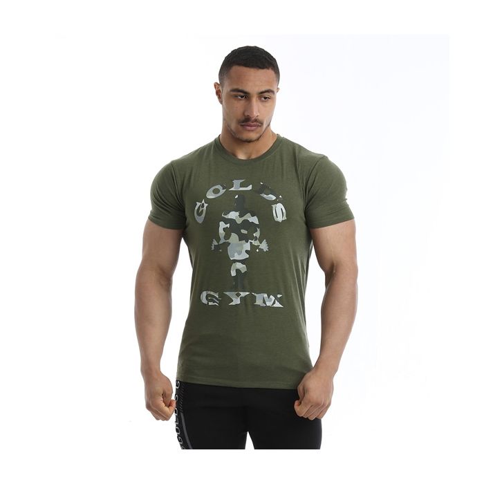 Gold's Gym Printed Camo Logo Tee - Army Green - Small - T-shirt at MySupplementShop by Gold's Gym