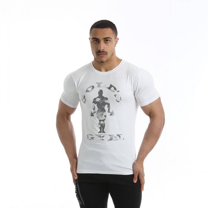 Gold's Gym Printed Camo Logo Tee - White - Small - T-shirt at MySupplementShop by Gold's Gym