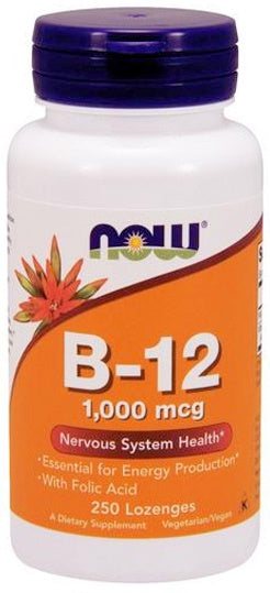 NOW Foods Vitamin B-12 with Folic Acid, 1000mcg - 250 lozenges - Vitamins & Minerals at MySupplementShop by NOW Foods