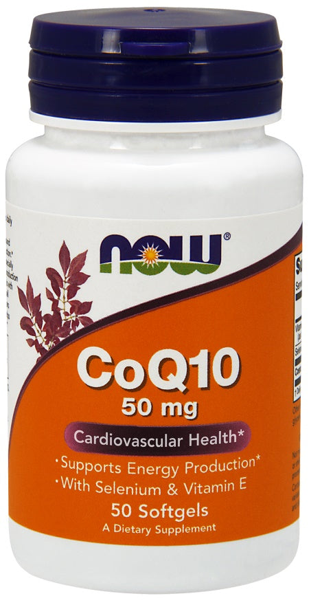 NOW Foods CoQ10 with Selenium &amp; Vitamin E, 50mg - 50 softgels - Health and Wellbeing at MySupplementShop by NOW Foods