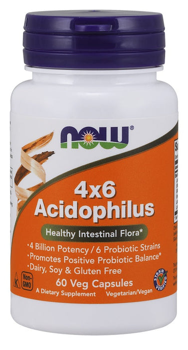 NOW Foods Acidophilus 4X6 - 60 vcaps - Health and Wellbeing at MySupplementShop by NOW Foods