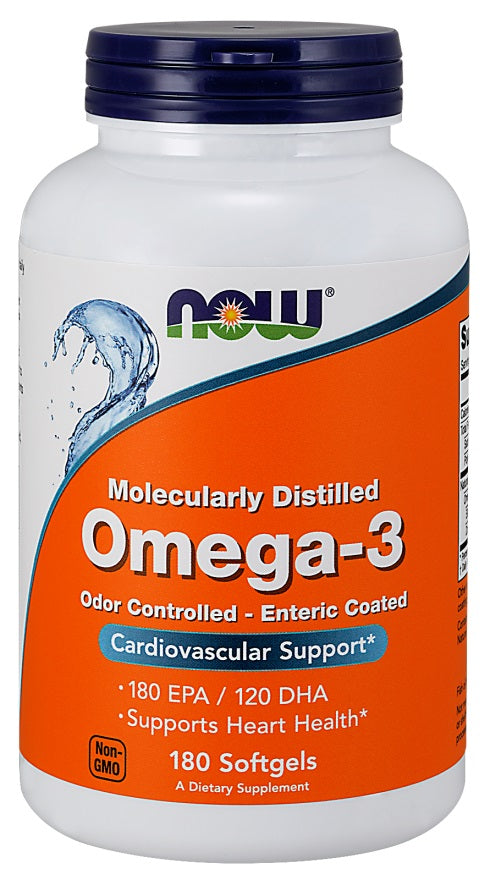 NOW Foods Omega-3 Enteric Coated - 180 softgels - Omegas, EFAs, CLA, Oils at MySupplementShop by NOW Foods