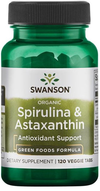 Swanson Spirulina & Astaxanthin, Organic - 120 veggie tabs - Health and Wellbeing at MySupplementShop by Swanson