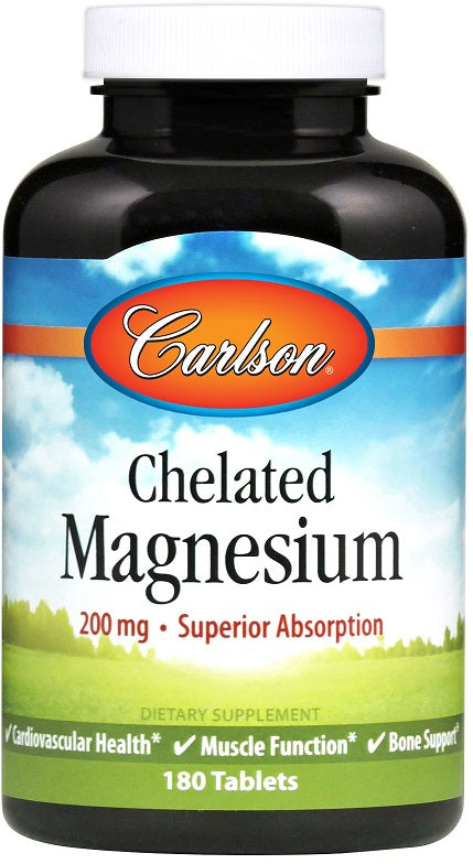 Carlson Labs Chelated Magnesium, 200mg - 180 tabs - Vitamins & Minerals at MySupplementShop by Carlson Labs