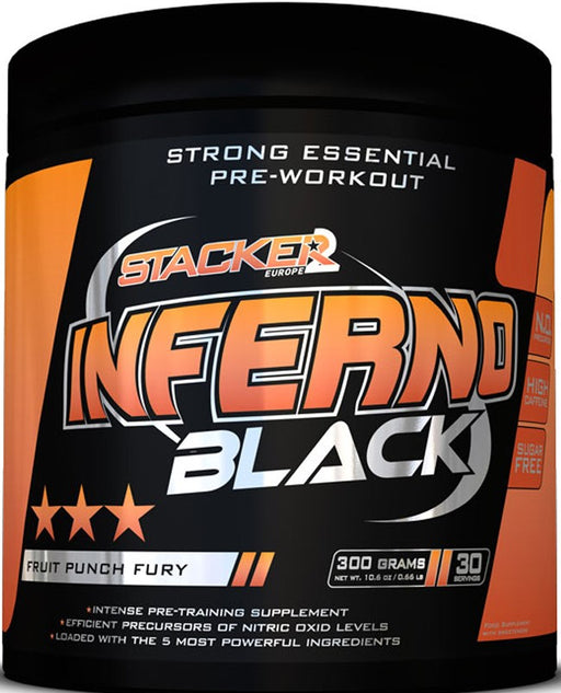 Stacker2 Europe Inferno Black- 300 grams - Fruit Punch Fury - Pre & Post Workout at MySupplementShop by Stacker2 Europe