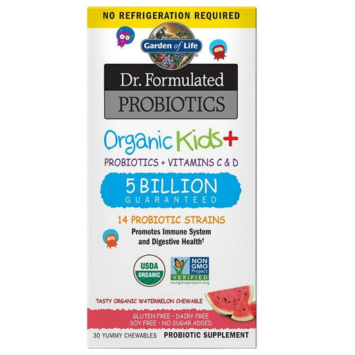 Garden of Life Dr. Formulated Probiotics Organic Kids+, Watermelon - 30 chewables - Health and Wellbeing at MySupplementShop by Garden of Life